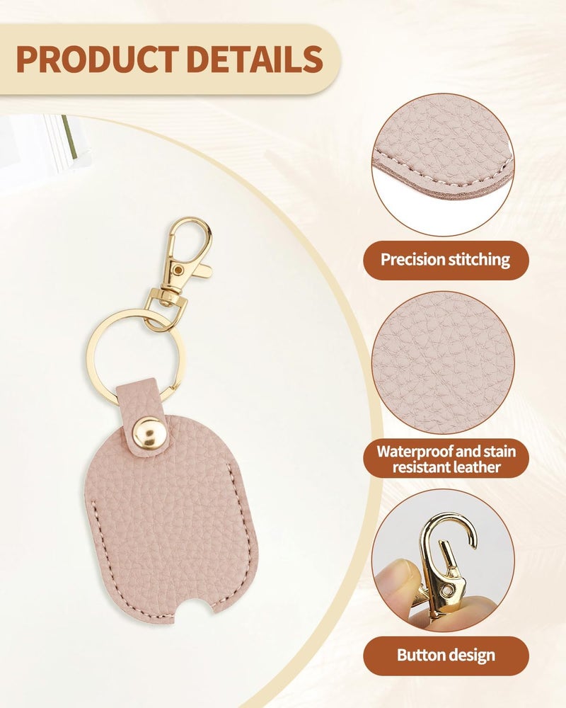 Aecsze Leather Car Key Cover, Key Covers for Car Keys, Broken Key Protector with Iron Key Ring (Pink) - Image 2